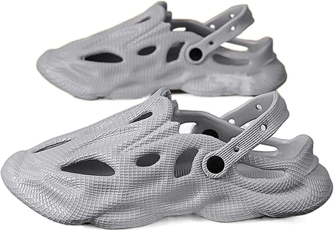 WGUST Sandals for Men Summer Men Casual Shoes Waterproof Rubber Beach Shoes Men Slipper Sandalias (Color : Gray, Size 44