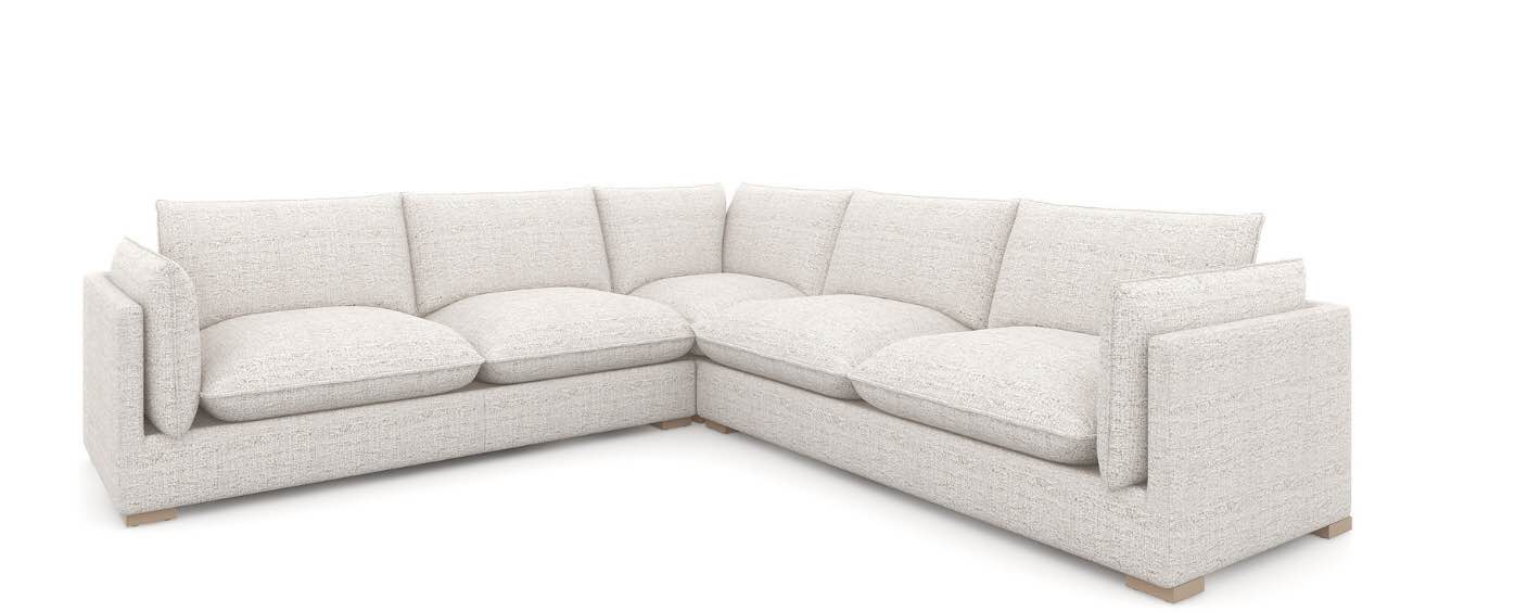 Ventana 116" Modern Pillow Arm Feather/Memory Foam Fill Corner Sectional Sofa *incomplete* 