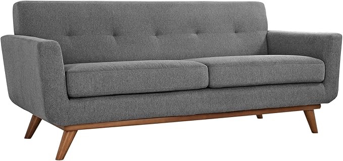 Modway Engage Mid-Century Modern Upholstered Fabric Loveseat in Expectation Gray
