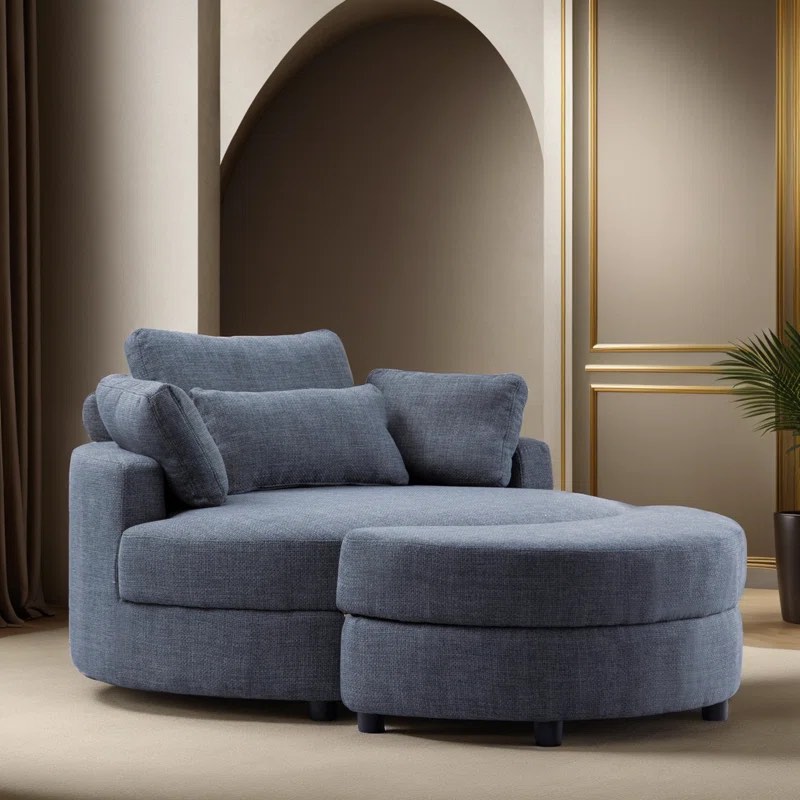 Danieal Upholstered Barrel Chair *incomplete,missing ottoman*