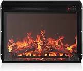 Della 23" Indoor Fireplace Heater, Electric Fireplace Insert, Recessed Fireplace Heater with Remote Control Adjustable Brightness, Timer, Automatic Temperature Control, Black