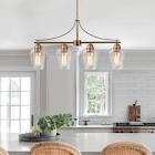EDISLIVE 4 -Light Gold Mid-century Clear glass Linear Large Hanging Kitchen island light