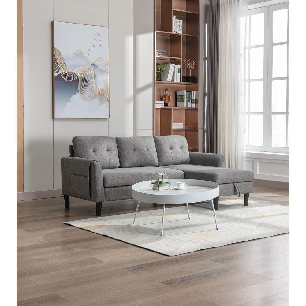 *incomplete,box 1/3 only* Light Gray Comforts Upholstered L-Shape Reversible Sleeper Sectional Sofa with Storage Chaise