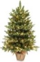 Somikis 3ft Pre-Lit Premium Artificial Mini Christmas Tree with 85 LED Lights and Realistic Nordic Spruce, Solid Cement Burlap Base Basin, for Xmas Home, Office, Tabletop, Party Decoration