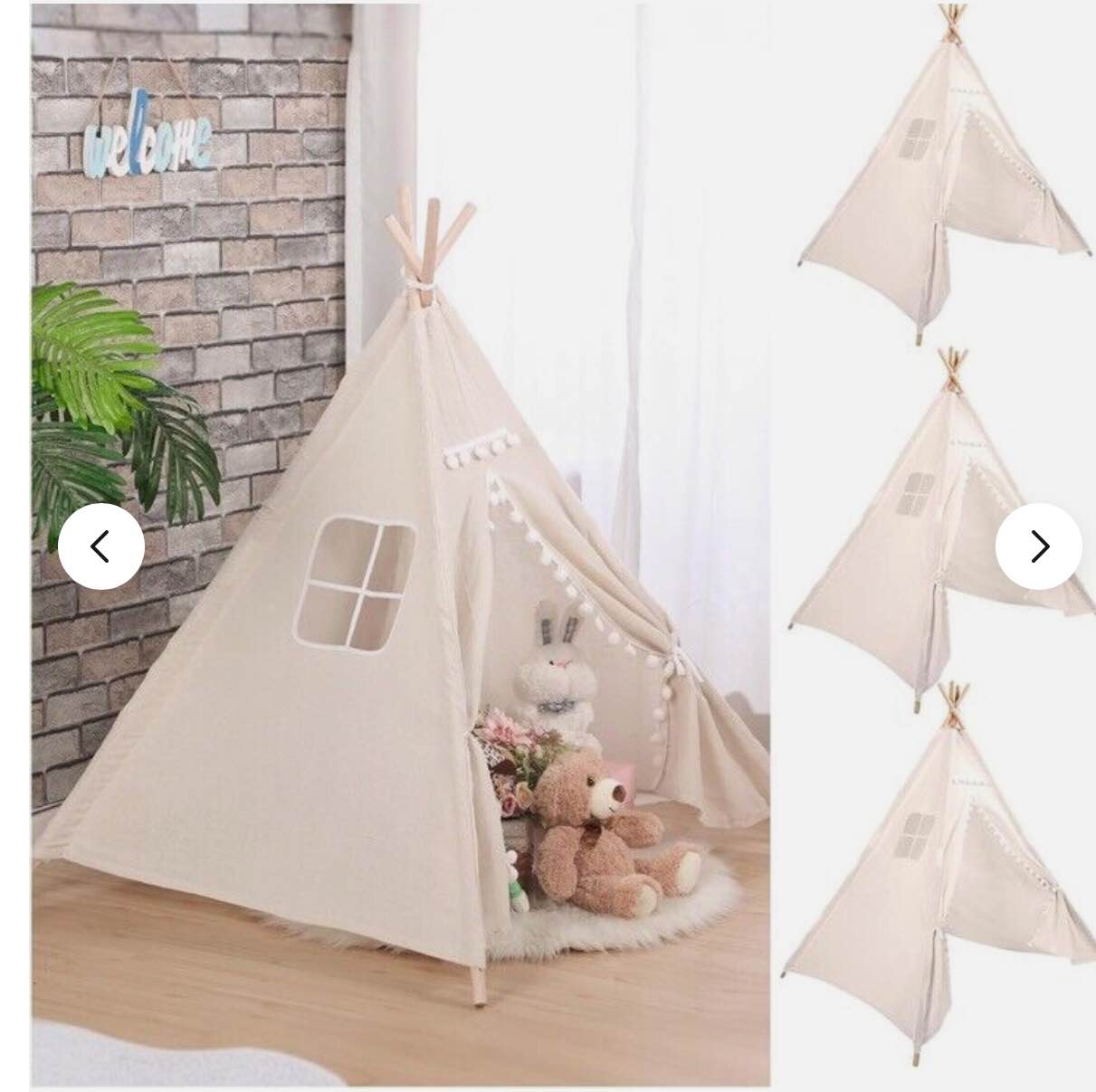Windyun 3 Pcs Kids Teepee Tent Foldable Toddler Tent Washable Teepee Tent