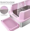enclosed stainless steel Kate Easy cleaning pink Caja de arena de acero inoxidable con tapa, caja de arena para gatos grandes y múltiples, caja de arena de metal extragrande con pared de 8.7 pulgadas de alto, incluye cuchara, inodoro, antifugas, no