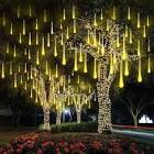 24 Tubes Meteor Shower Rain Lights 12.2 inch 576 LEDs Christmas Snow Falling Icicle LED String Lights Cascading Lighting for Halloween Wedding Garden Trees Patio Decoration (White)
