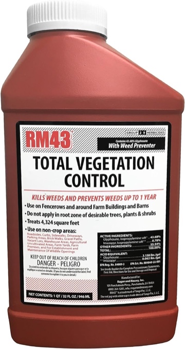 RM43 TOTAL VEGETACIÓN CONTROL RM43 76502 32Oz Total Veg Control Glyph Imazapyr Weed Preventer, 0.25 - Gallon