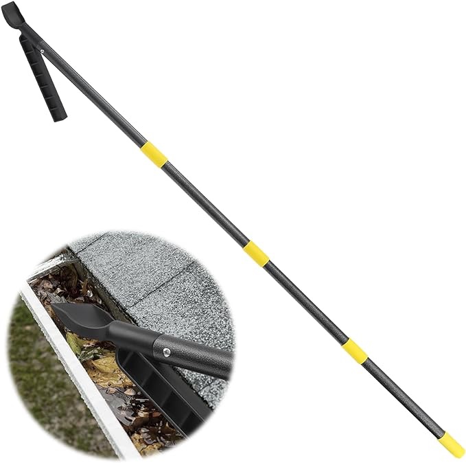 gutter cleaning tools 12 ft Gutter Clean, Rain Gutter Guards Cleaning Tool with Long Pole, Roof Gutter Scoop Leaf Cleaning Tool, Gutter Shovel Cleaner Tool