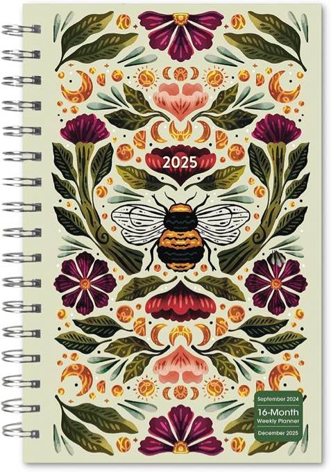 2025 Weekly & Monthly Planner, 16-Month Engagement Calendar: September 2024 - December 2025, 6" x 9" - Botanical Bee