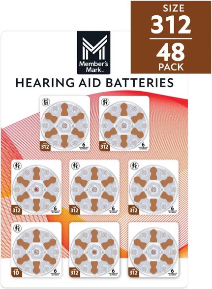 Member’s Mark 48 Pack Hearing Aid Zinc Air Batteries Size 312 Mercury
