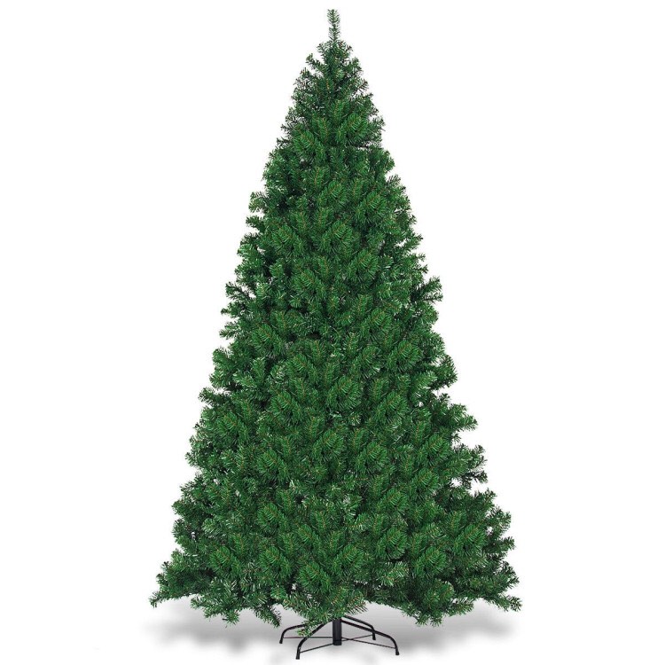 Costway 9ft Pre-lit Pvc Christmas Tree Hinged 700 Led Lights Green
