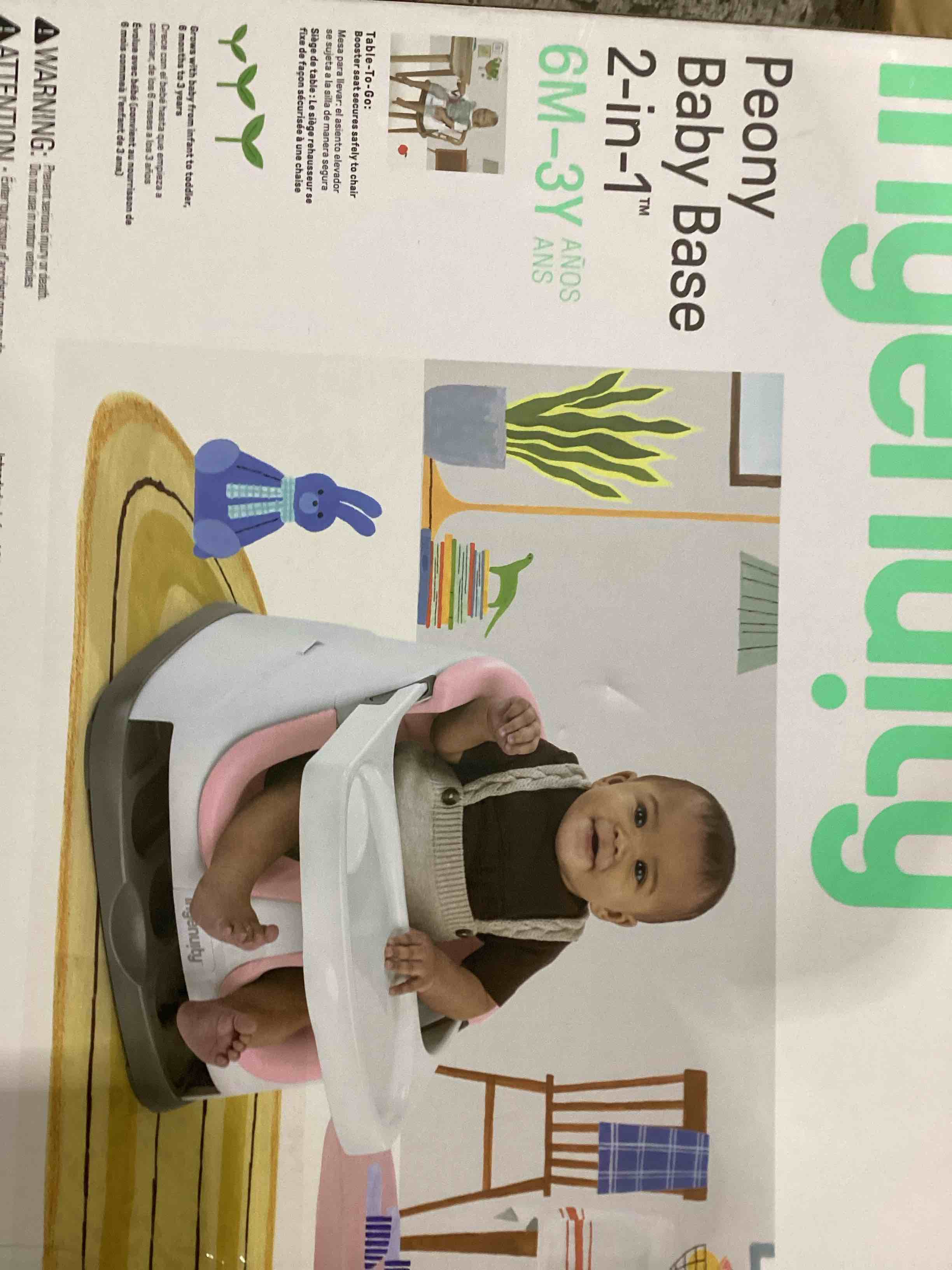 Ingenuity Baby Base 2-in-1 Booster Feeding and Floor Seat with Self-Storing Tray - Peony