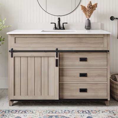 *broken*Style Selections Morriston 48-in Light Brown Undermount Single Sink Bathroom Vanity with