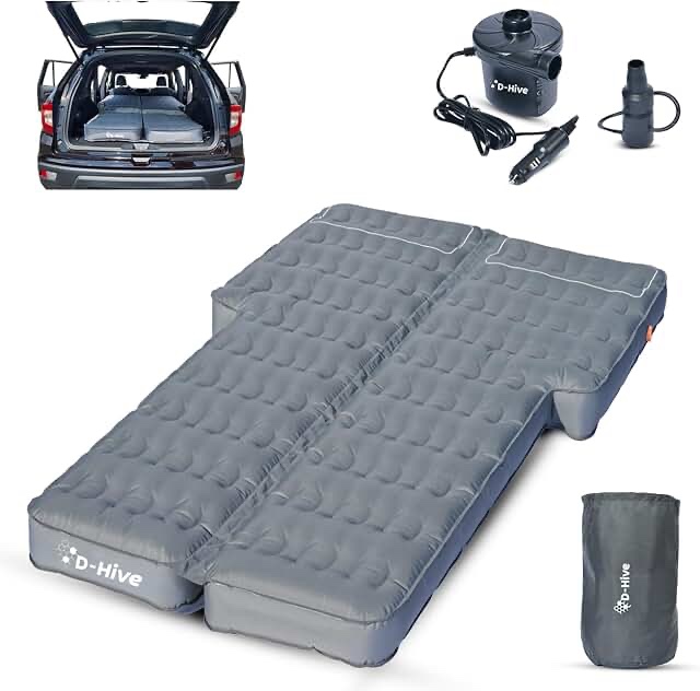 luno drive camp explore Unbeatable Durability SUV Air Mattress for Car Camping, Durable Extra Thick 300D Oxford Fabric, Quick Easy Set-Up w/Electric Pump, Car Bed Mattress, Car Mattress for SUV, Car Air Mattress