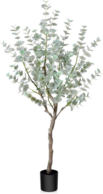 *bent won’t stay standing*Artificial Eucalyptus Tree, Fake Eucalyptus Tree with White Silver Dollar Leaves, Silk Faux Eucalyptus Tree with Plastic Nursery Pot, Artificial Plants for Home Office Indoor Decor,1 Pack