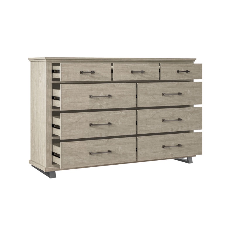 **DAMAGED **jaddiel 9 drawer 64” w double dresser (damaged parts)