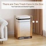 PrettyCare 3.6 Gal Automatic Bathroom Trash Cans With Lid Touchless Small Bedroom Garbage Can White GC01
