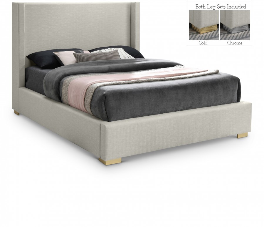 meridian furniture Royce beige queen bed (incomplete)