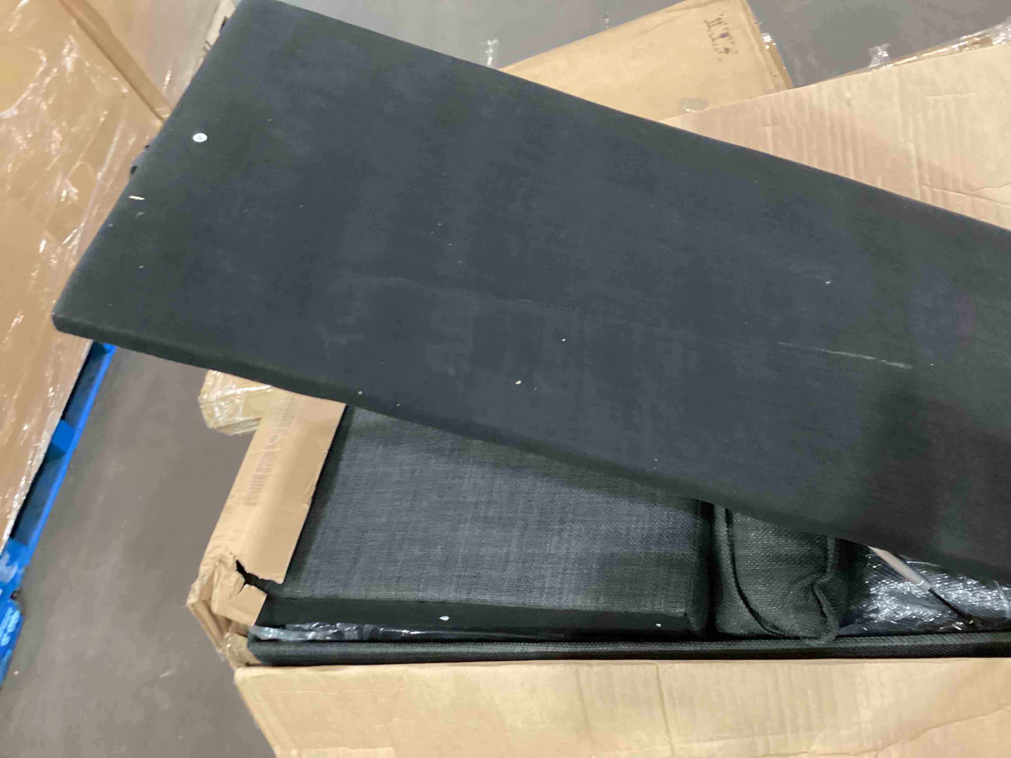 Convertible sofa bed dark grey  *incomplete missing boxes , may be damaged storage door doesn’t stay down* 