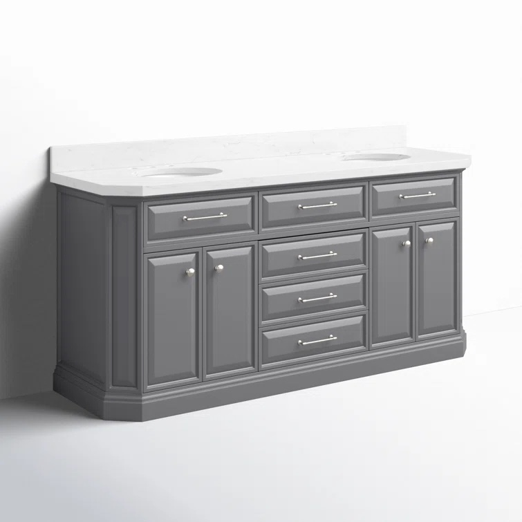 Bruning 72” Diuble Bathroom Vanity with quartz top