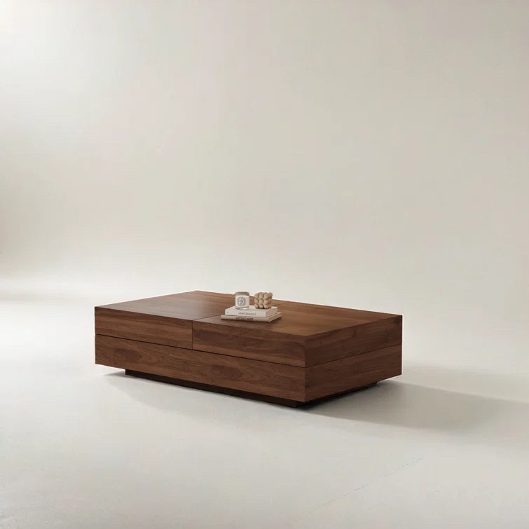 Hidden Storage Function Coffee Table Walnut Color