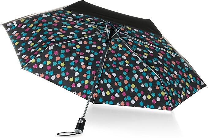 similar to stock photo- black and white stripes with color dots rain umbrella 