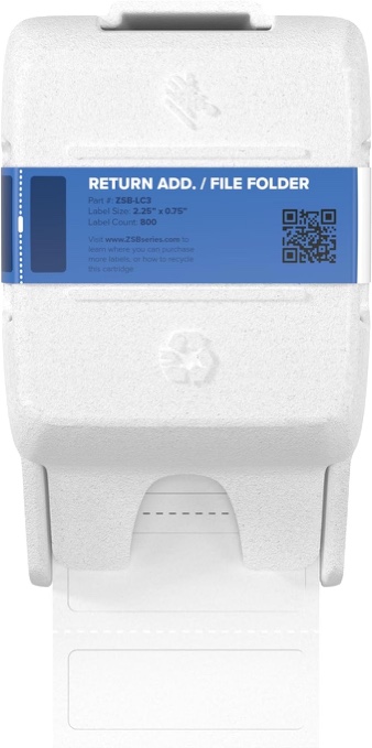ZEBRA ZSB Series Labels - Potato Starch-Based Printer Label Paper - Recyclable Label Cartridge for Stickers - Versatile, Cloud-Based Adhesive Labels for Printer - File Folder, 2.25" x 0.75"