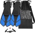Snorkel Fins, Swimming Fins with Adjustable Buckles Open Heel, Diving Flippers for Men Women Youth Travel Size Short Fins for Snorkeling Diving Swimming
