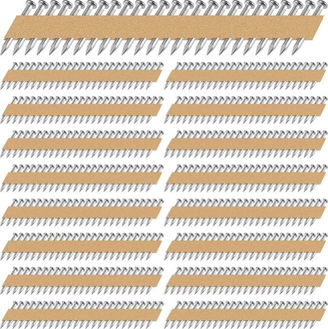 Zonon 3000 Count 1 1/2 Inch Metal Connector Nails Galvanized Joist Hanger Nails 34 Degree Paper Tape Collated Nails Full Round Head Smooth Shank Nails for Metal Connector Nailer (0.148 Inch)