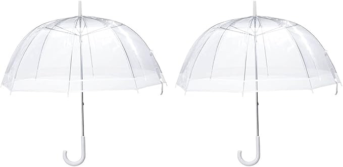 Miles Kimball Clear Dome Umbrella, Durable Wind-Resistant Umbrella with Sturdy Bubble Design, Dome Canopy 29 Diameter, Set of 4