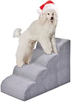 Dog Stairs Steps for High Bed - 4 Steps Pet Steps for Small Dogs and Cats Non-Slip Removable Washable Cover Ramp for Indoor Outdoor Car SUV Couch Sofa(H: 20")