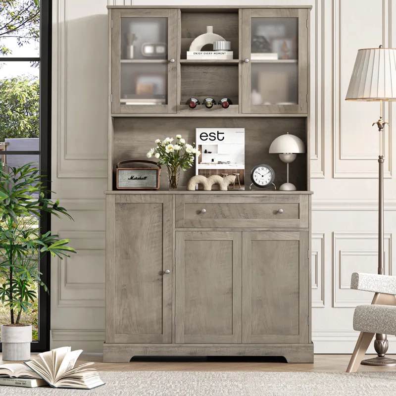 Kena 68''H Tall Kitchen Pantry With Microwave Shelf And Pantry Door