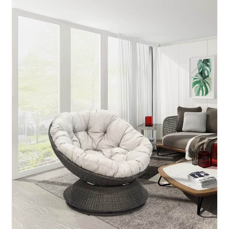 Tuten 40.25" Wide Swivel Papasan Chair