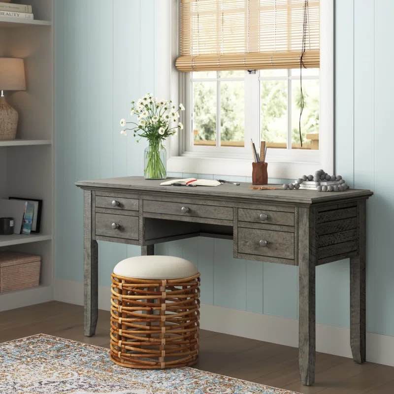 Budworth Solid Wood Desk with Built-in Outlets
