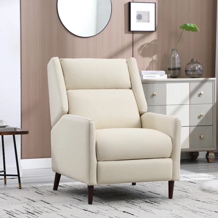 30.7" Wide Modern And Luxury Top Genuine Leather Standard Push Back Recliner (Incomplete Only 1 Box )