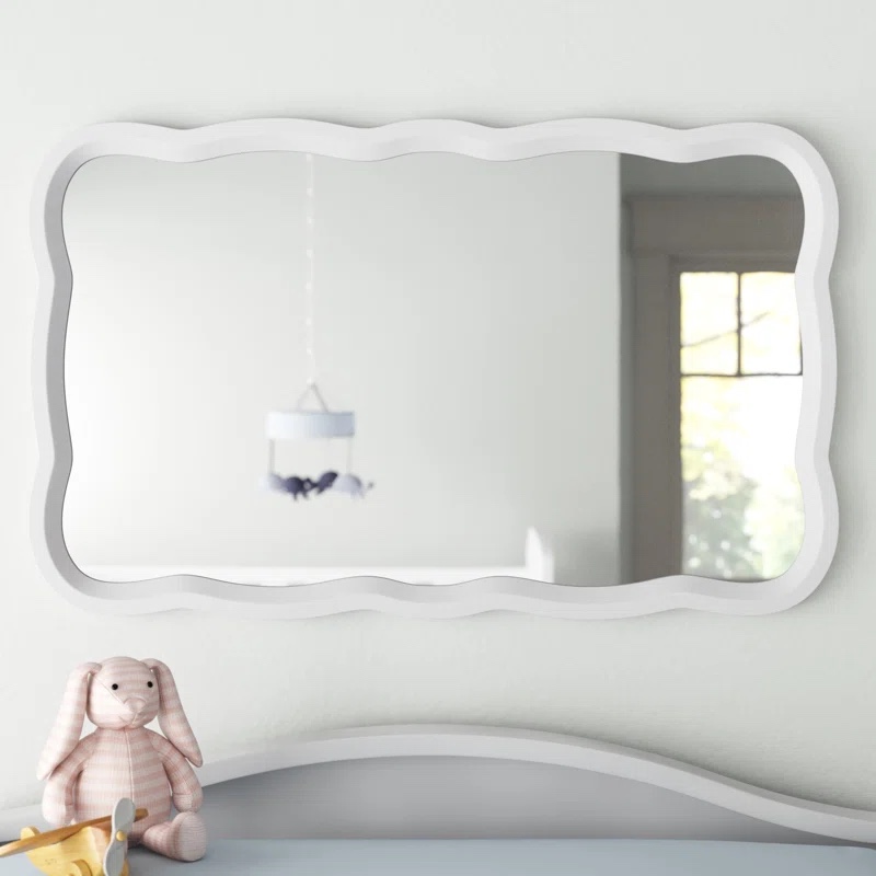Kristin Rectangle Wood Frame Accent Mirror, Farmhouse French Country Decorative Wall Mirror