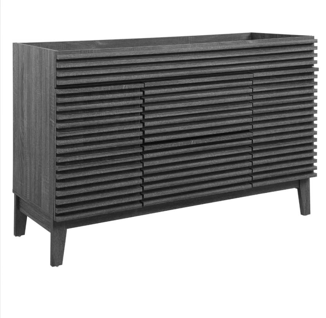 Modway Render 48" Single Sink Compatible (Not Included) Bathroom Vanity Cabinet in Charcoal
