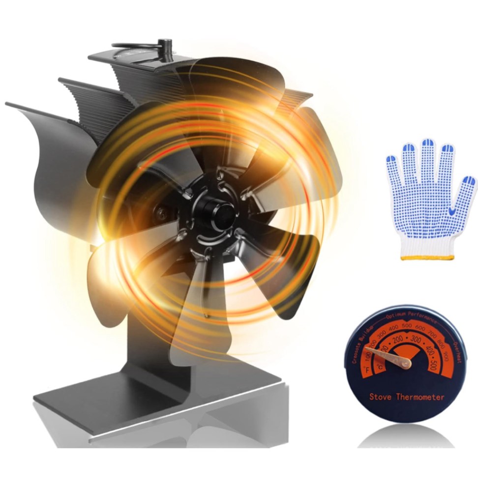 Wood Stove Fan Pipe Fireplace Fan 6 Blades Stove Fan