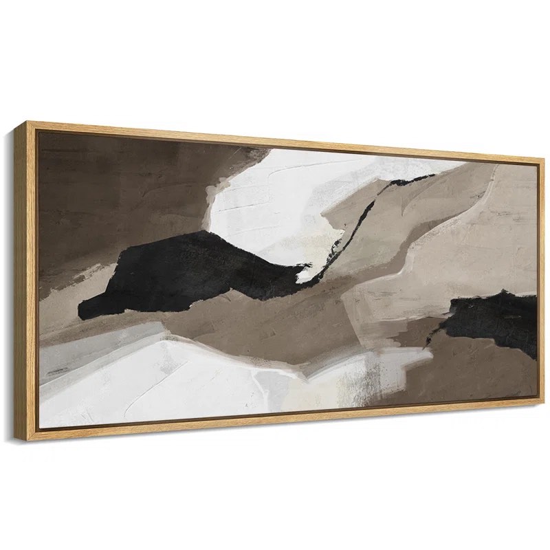 Mid Century Shape Abstract Earth Tones Framed On Canvas Print