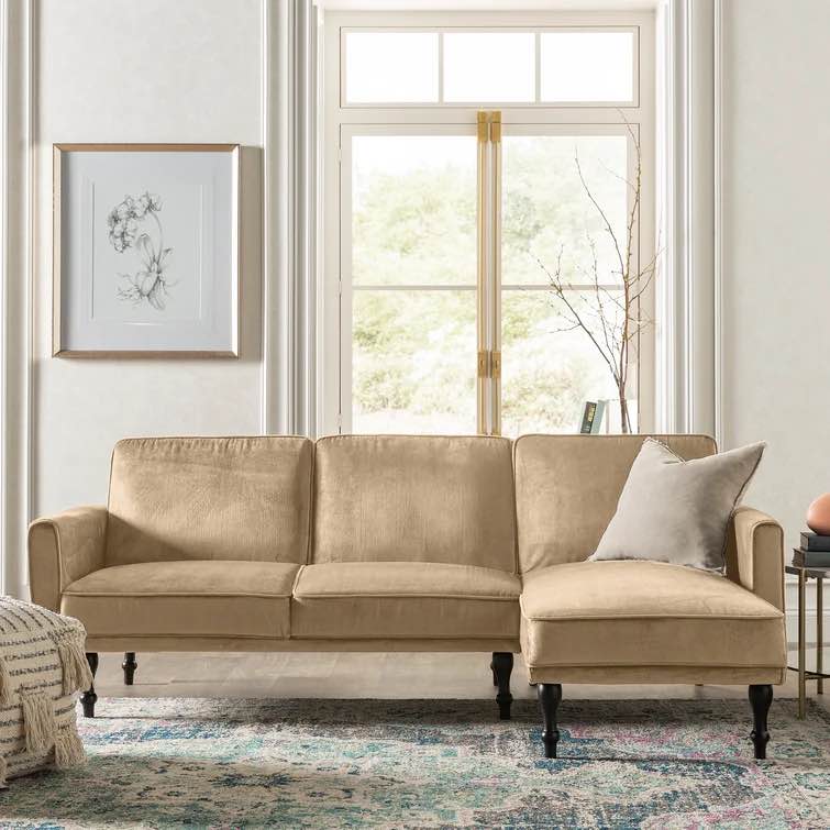 Shelton 83" Wide Velvet Reversible Sleeper Sofa & Chaise  (Incomplete, Only 1 Piece)