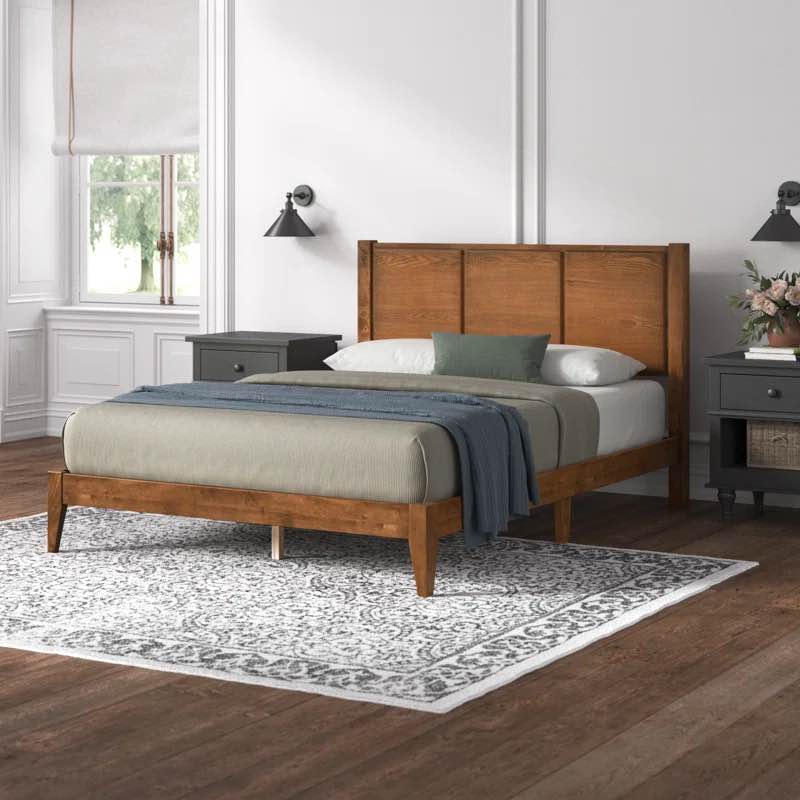 Ariana Solid Wood Walnut Bed Frame (King Size )