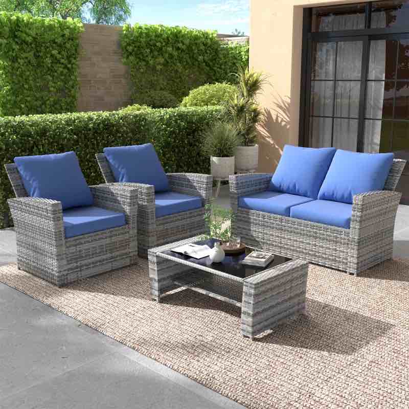 Zalaya 4 - Person Outdoor Seating Group With Cushions (Incomplete Box 1/2 )