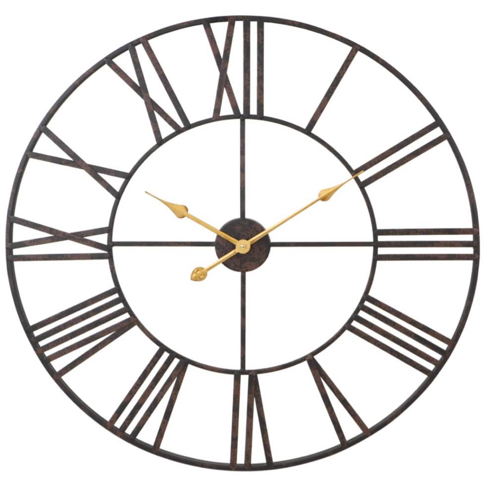 Solange Round Metal Farmhouse Wall Clock