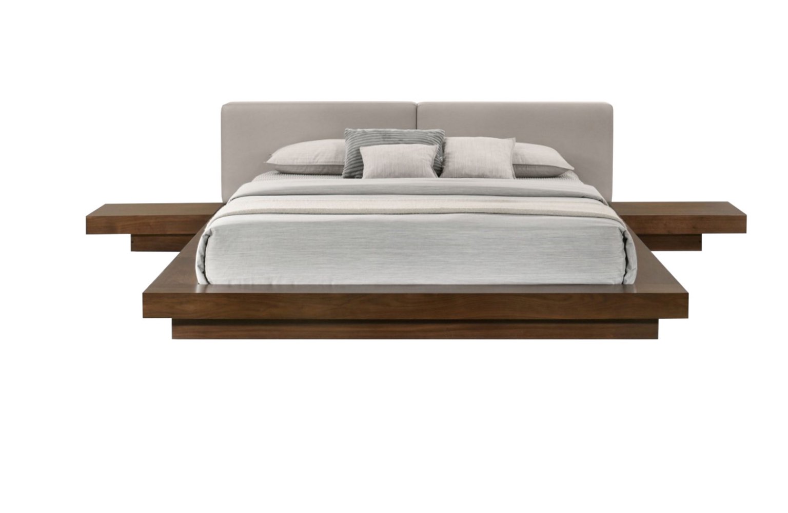 Modrest Tokyo - Contemporary Walnut and Grey Platform Bed  (Incomplete Box 1/4 )