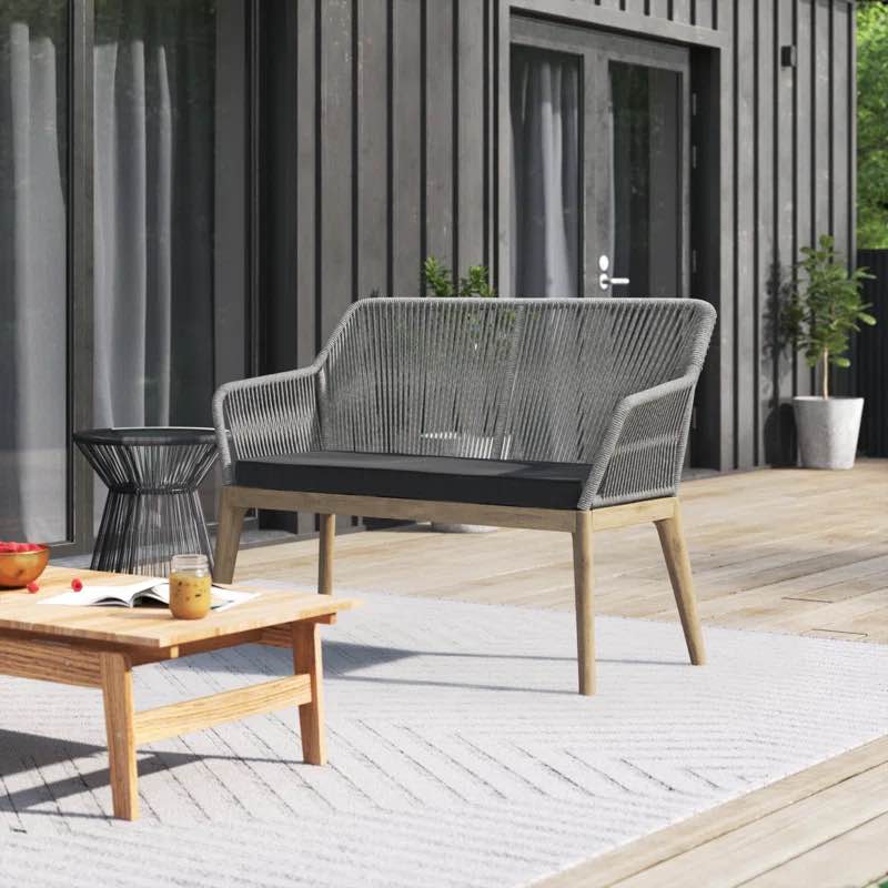 Odaniel 48.03'' Polyethylene (PE) Wicker Outdoor Loveseat brown gray