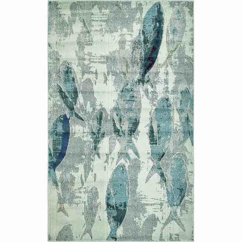 Esposito Animal Print Light Blue Area Rug 8x10 ft blue 