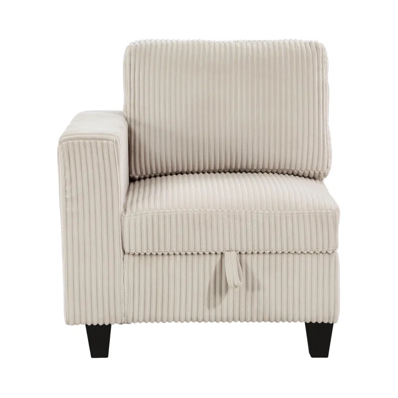 Single Chair, Modern Living Room 1Pc Chair With One Arm, Storage Pouch And Charging Ports beige fabric