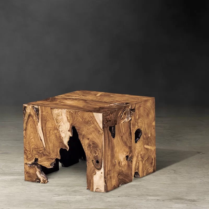 Teak Root Cube Accent Stool (Overall 16'' H X 19'' W X 19'' D) 