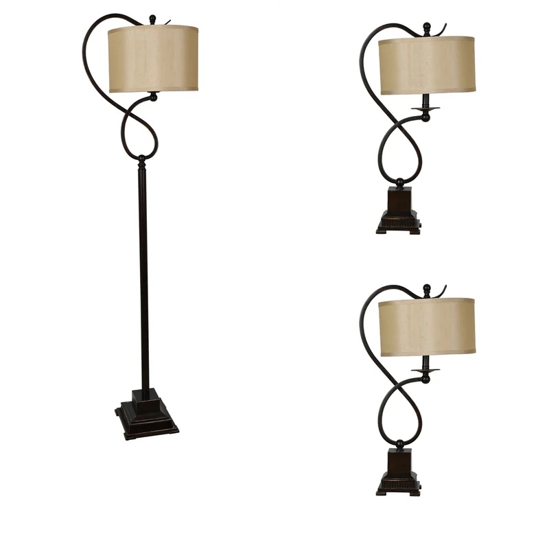 Beckler Novelty Floor & Table Lamp set of 3 black/brown 